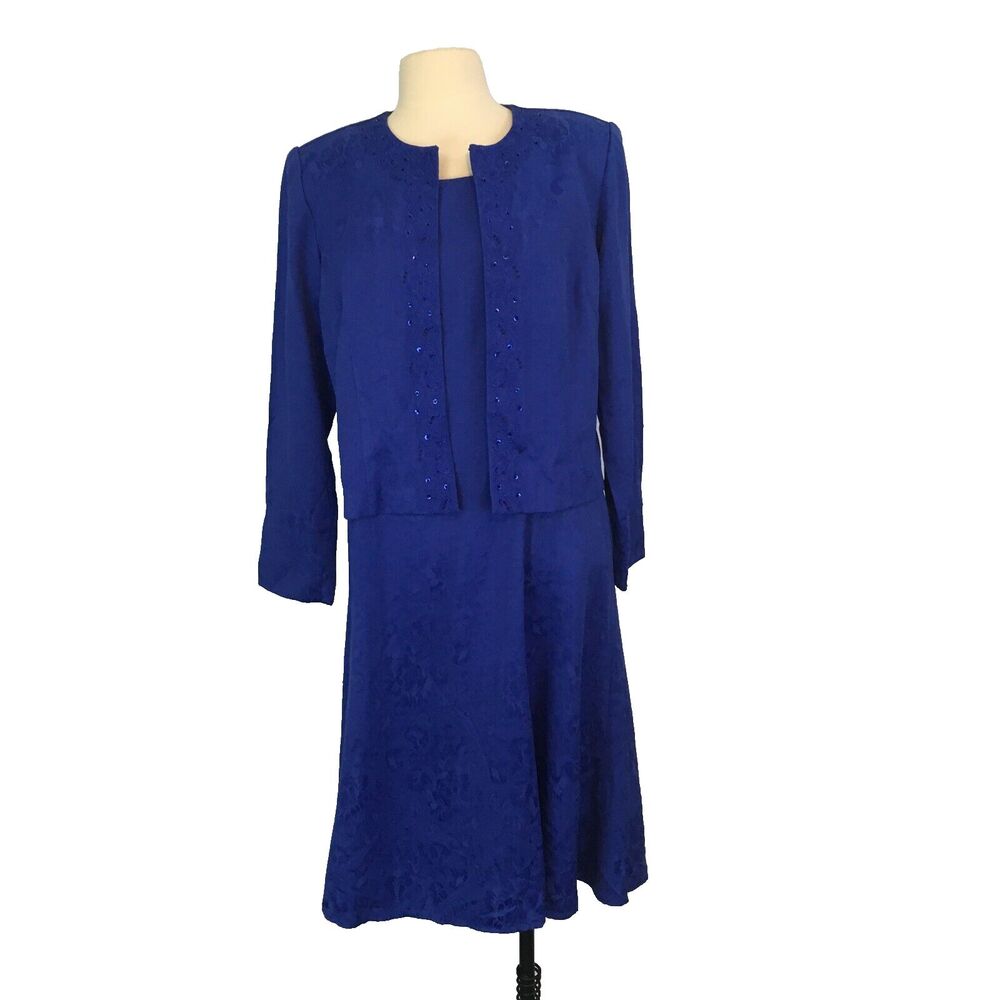 K & Company Vintage Womens Blue Sheath Dress with‎ Jacket, Y2K, size 12, 40 bust